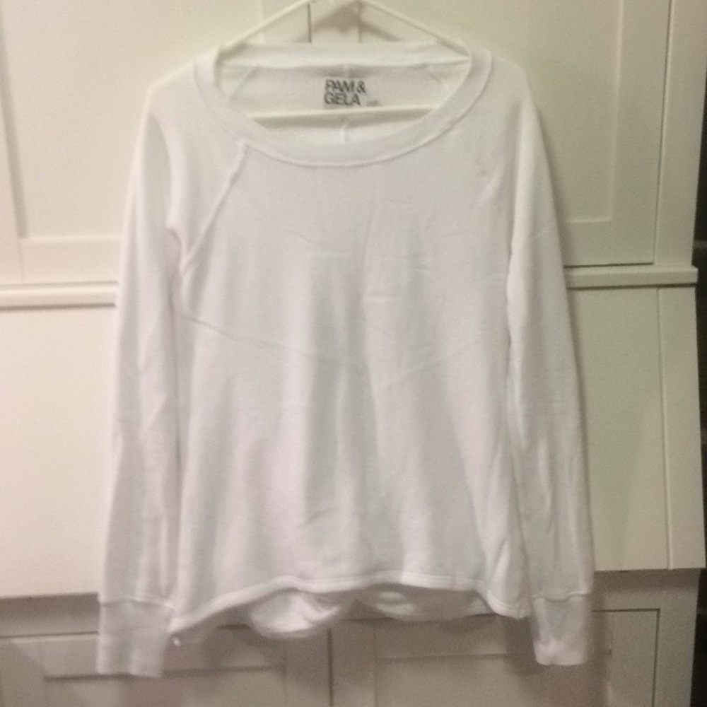 Pam & Gela white open twist back sweatshirt size p